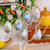 6pcs Foam Painted Easter Eggs Pendant with Basket Butterfly Egg Hanging Ornament  Home Decoration