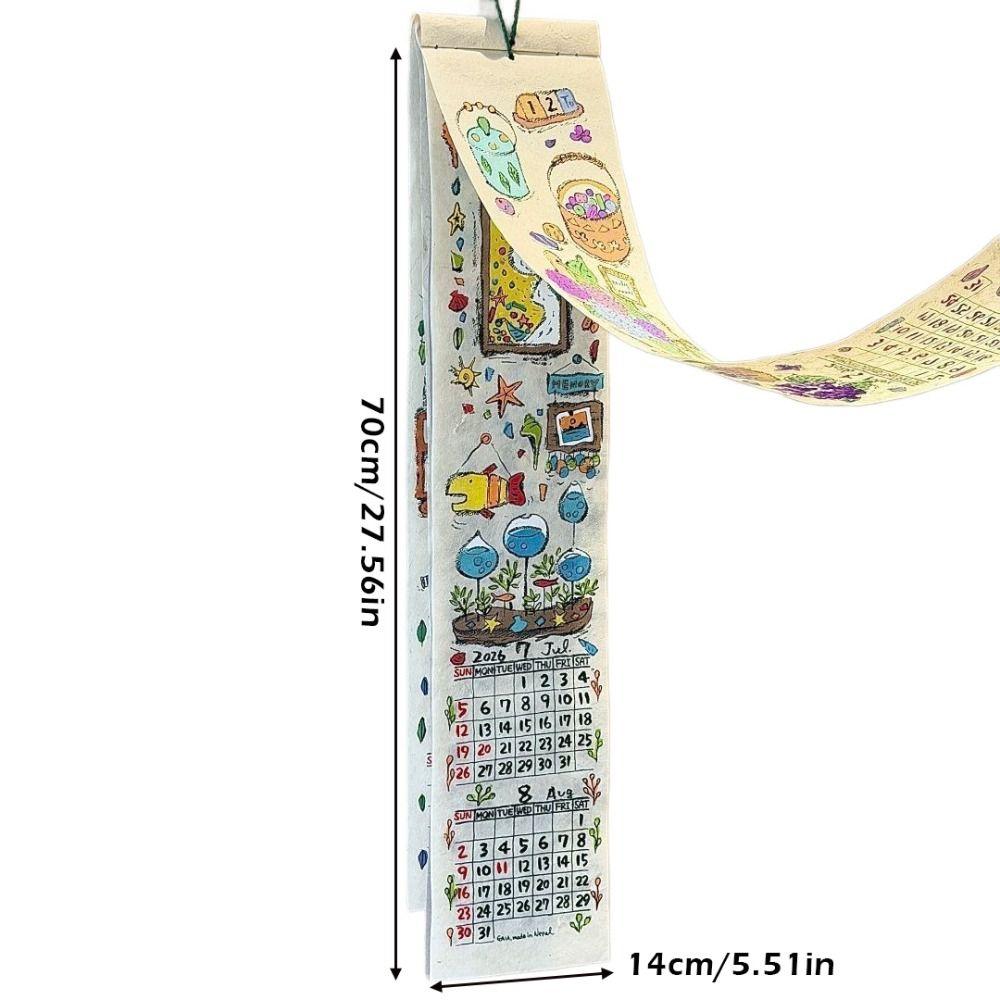 INS Flower Graffiti Illustration 2026 Calendar Flip Page Home Decor Ornament Hanging Calendar Home Decor Calendar Home