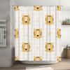 Modern Cartoon Tiger Bath Shower Curtain Kids Bathroom Decor Waterproof Printed Fabric for Home Decoration White   Yellow Stripe