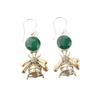 925 Sterling Silver Handcrafted Natural Green Onyx Gemstone Dangle Earrings 2" EE-154-17