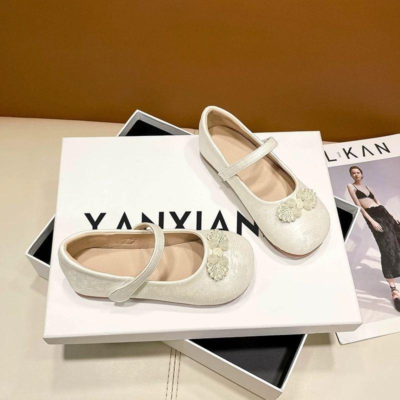 Children's Hanfu Embroidered Shoes New Girls Baby Soft-soled Shoes Little Girl Spring and Autumn Princess Leather Shoes Single Shoes