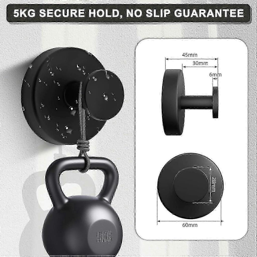 Roha Suction Cup Hooks 2-Pack, Extra Strong Towel Holder for Shower and Bathroom, Black, Versatile 2.0
