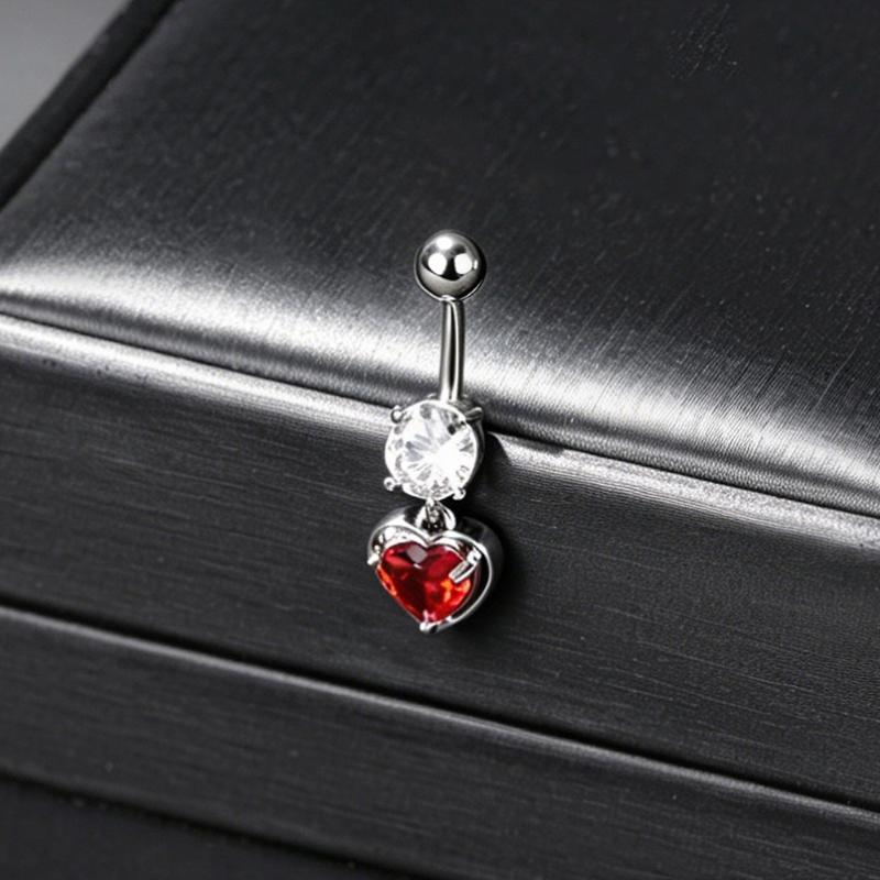 1Pcs Heart Motif Pendant Belly Piercing Jewelry 14G Curved Navel Rings Crystals Czs For Women Girls