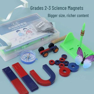 Wissenschaftliches Magnet-Set für die zweite Klasse: U-förmige, Ring-, Hufeisen- und Stabmagnete mit magnetischem Auto & Levitation.