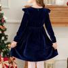 Children's Fashion Ruffled Long Sleeve  Sky Mesh Dress