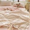 Exquisite Lace Crinkle Gauze Cotton Summer Quilt Skin-Friendly Washable Multi Size Bedding For Cozy Bedroom Summer Sleeping