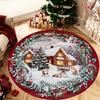 1Pcs Christmas Snowman Pattern Round Area Rug Indoor Non-Slip Washable Fiber Carpet Soft Comfortable Mat For Bedroom Living Room