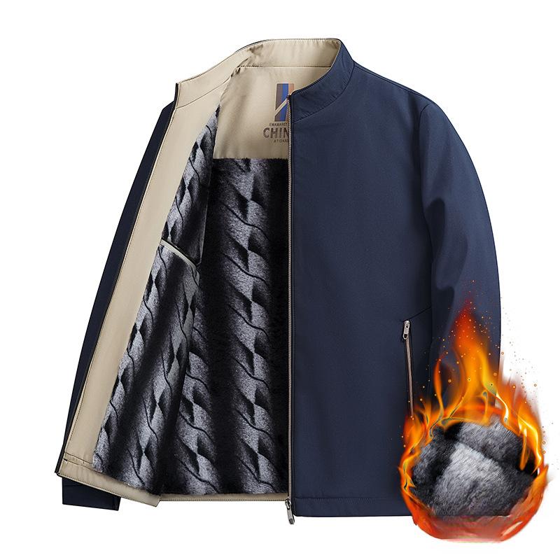 

Новая осенне-зимняя одежда из хлопка для мужчин, хлопок и утеплитель, деловая повседневная одежда для пап среднего возраста, воротник-стойка и бархатный пиджак. 4XL