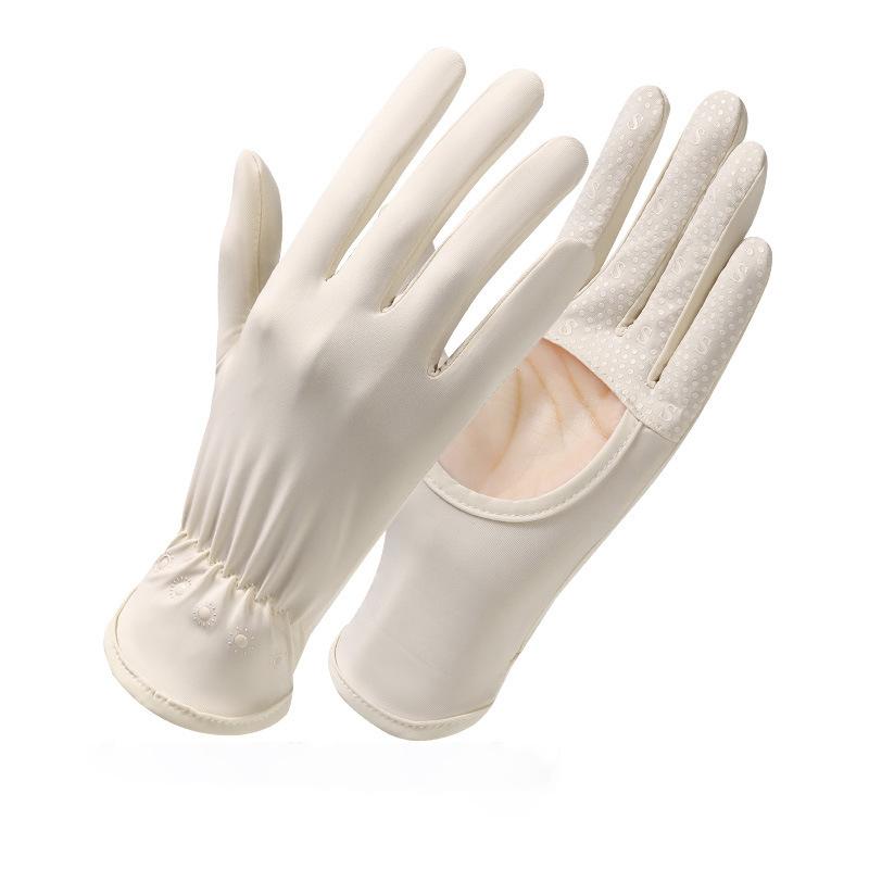 Ice silk sunscreen gloves summer thin outdoor breathable quick-drying cycling non-slip driving full-finger sunshade gloves