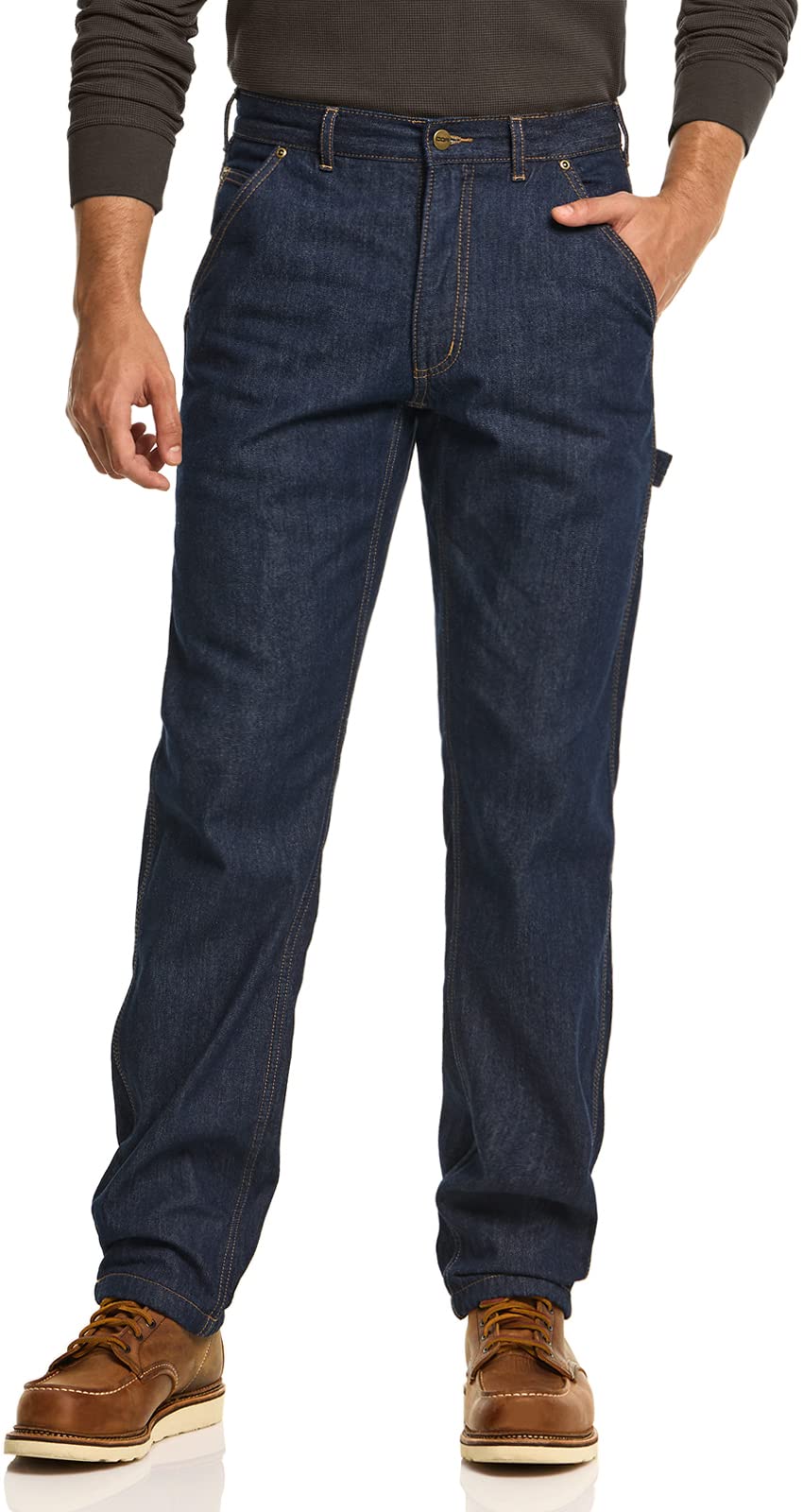 

Джинсы и джинсовые брюки CQR обычного кроя для повседневной работы, длинные, свободные, больших размеров, термические, рабочие, теплые, мужские, на флисовой подкладке [Устойчивые к пятнам]