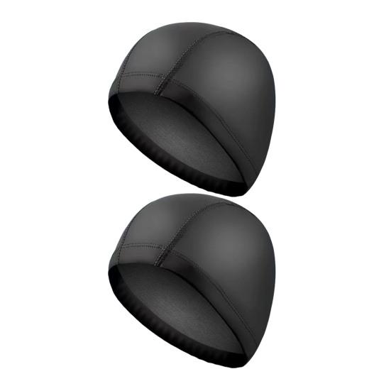 2Pcs Adults Swim Cap Water Resistant Elastic Breathable Long Short Hair Swimming Hat Solid Color Men Women Swimming Pool Cap чёрный