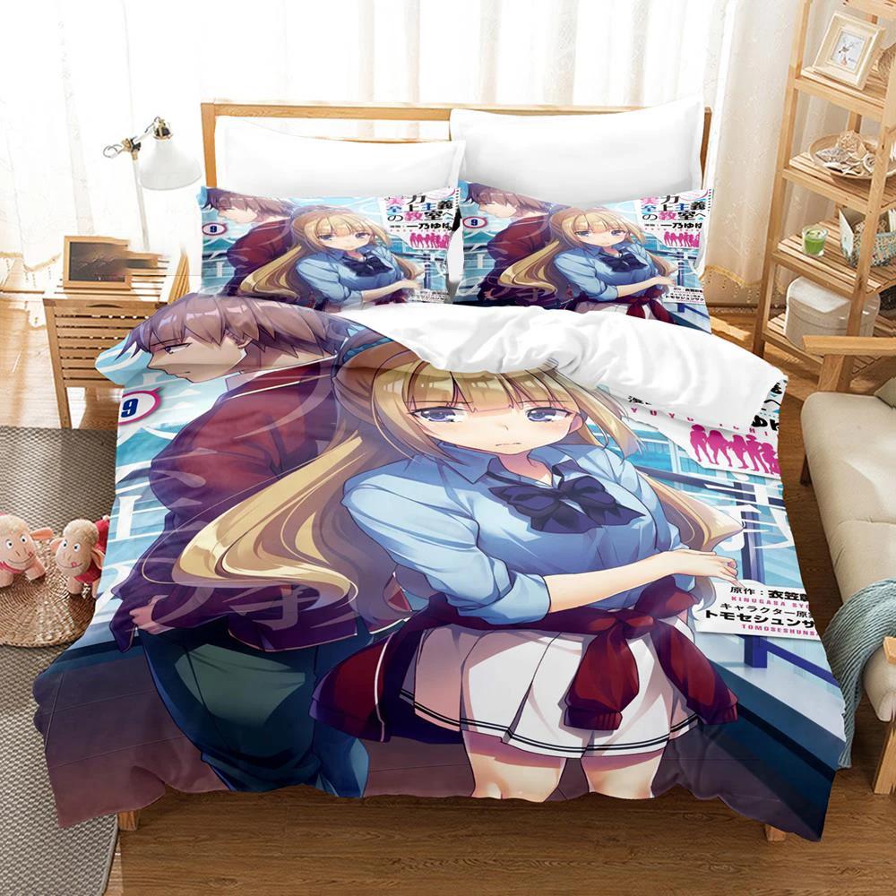 

3D Printed Classroom Of The Elite Bedding Set Anime Duvet Cover Double Twin Full Queen King Adult Kids Bedclothes Quilt Cover EU single(135x200cm)