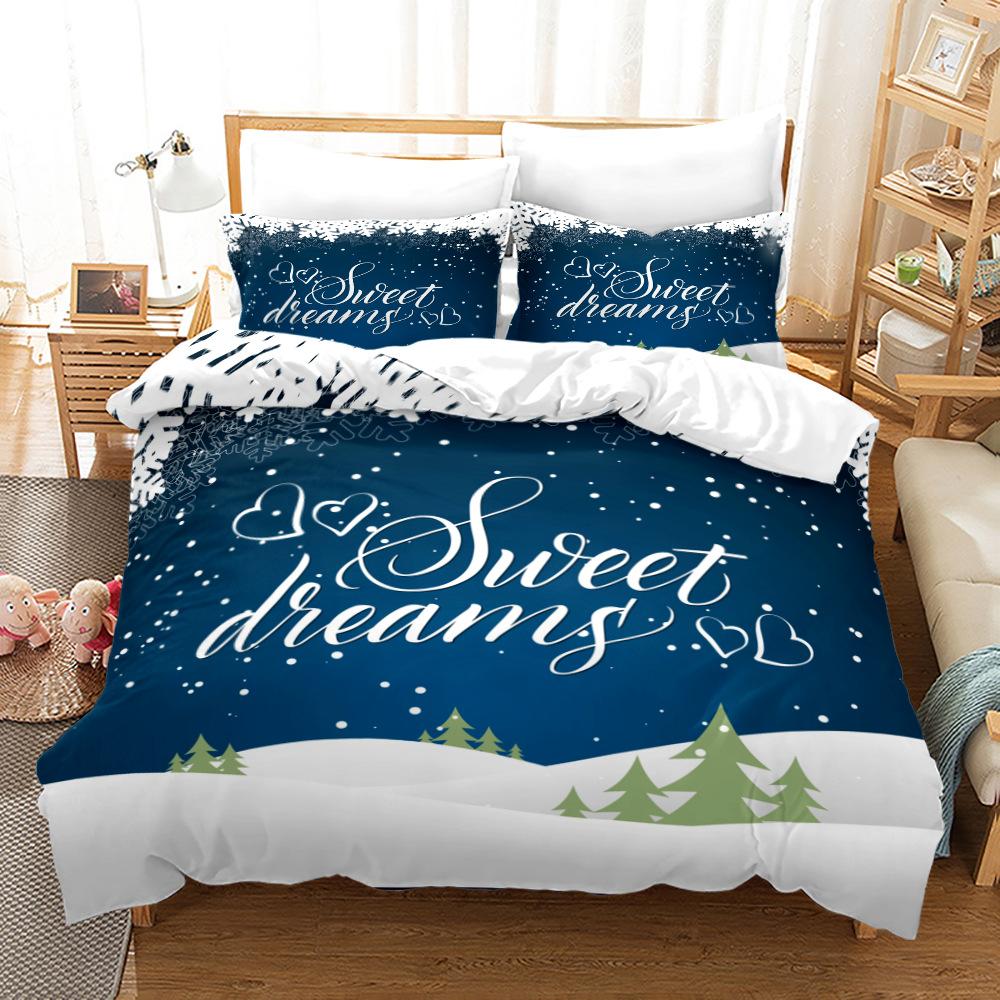 3D Merry Christmas Bedding Set King Queen Bed Down Duvet Cover Pillowcase 2/3pcs Happy New Year Bedcover Luxury Home Textile Gift
