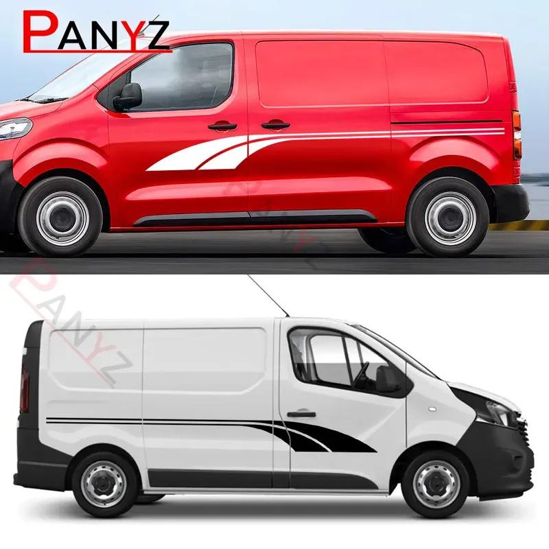 For Opel Vauxhall Vivaro Renault Trafic Camper Van Motorhome 2PCS Car Stickers Stripes SURF Vinyl Graphics Decals Accessories