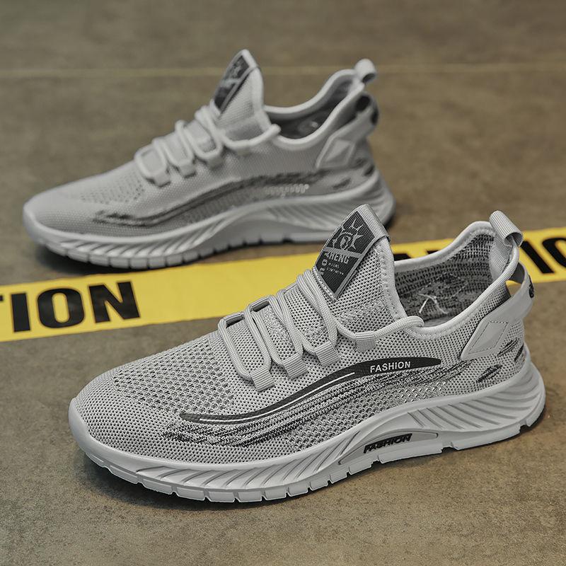 Men's shoes summer new mesh breathable fly-woven hollow deodorant mesh shoes men's soft-soled casual sports trendy shoes