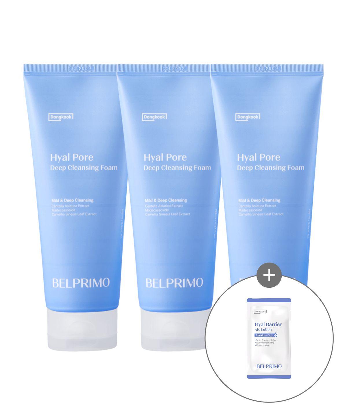 Hyal Pore Deep Cleansing Foam 155ml x 3 (Free Gift: Atolotion 3ml x 3)