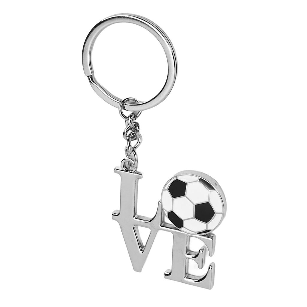 Soccer   Keychain Silver Stainless Steel Stylish I Love Soccer Key  for Birthady Present Backpack Bag Pendant