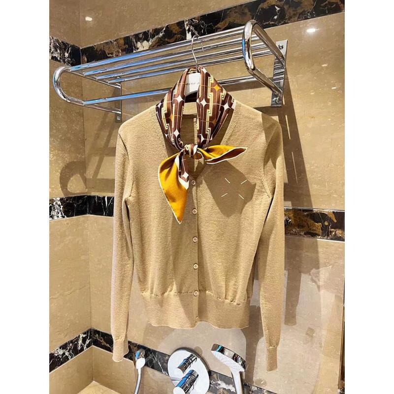 NINA SOLOR Maillard Twill Silk Square Scarf 65cm