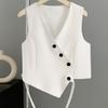 Fashionable Irregular Black Short Suit Vest for Women Summer  Casual Outfit