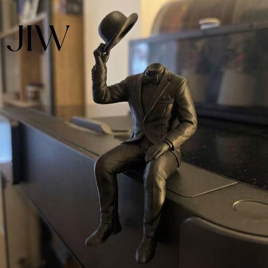 Office Desktop Decoration 3D Printed Sitting Gentleman Ornament, Minimalist Abstract Faceless Figurine, Figurine Aesthetic Art Sculpture for