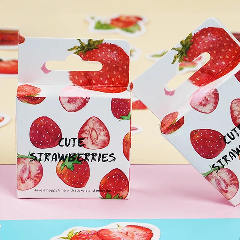 Decorative Stickers Strawberry Clipart Cute Creative Fresh Hand Account Decorative Sealing Stickers 46pcs