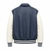 Men's baseball jersey splicing embroidered patch cotton jacket bomber jacket PU leather jacket men's American high street