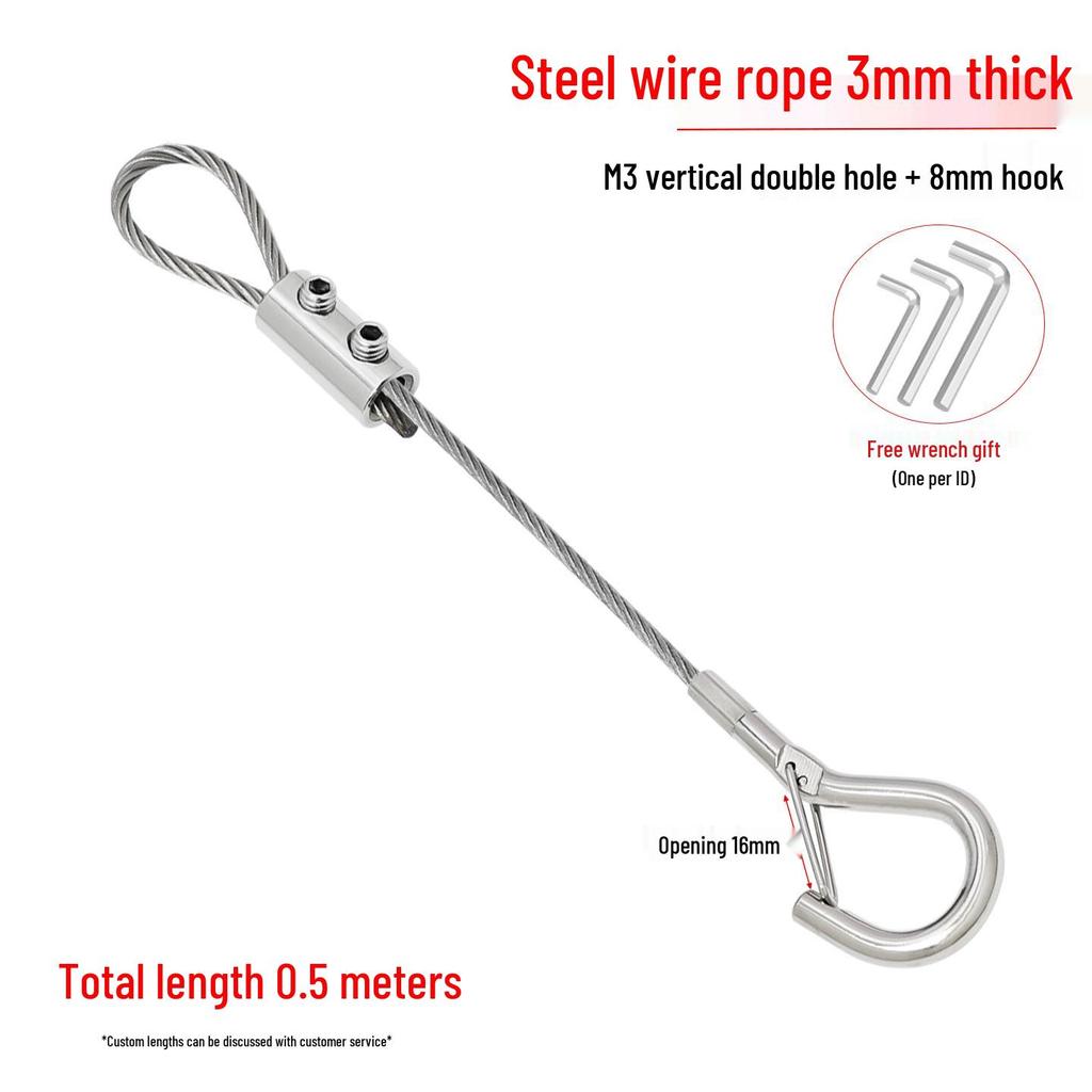 304 Stainless Steel Wire Rope Lock Buckle, 1-4mm Adjustable Hanging Picture and Lighting Wire Hook Adjuster