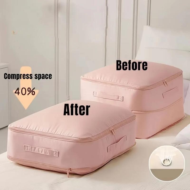 Heavy-Duty Self-Compressing Storage Bag Portable Organizer for ClothesBlankets & Quilts Ideal for Closet Organization