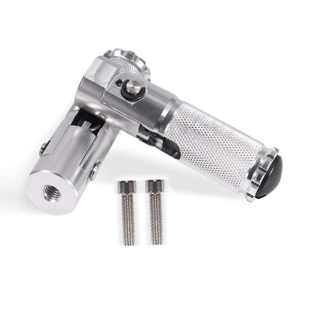 SZYUMO Universal Motorcycle 8mm Foot Pedal CNC Aluminum Alloy Round Folding Pedal Return Accessory Silver
