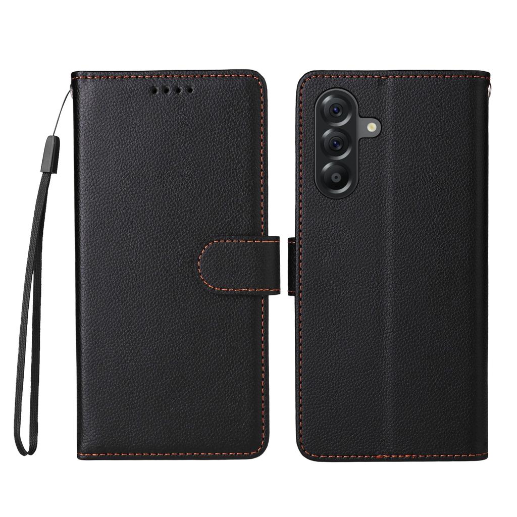 For Samsung Galaxy A56 5G Case RFID Blocking 3 Card Slots PU Leather Phone Cover with Wrist Strap