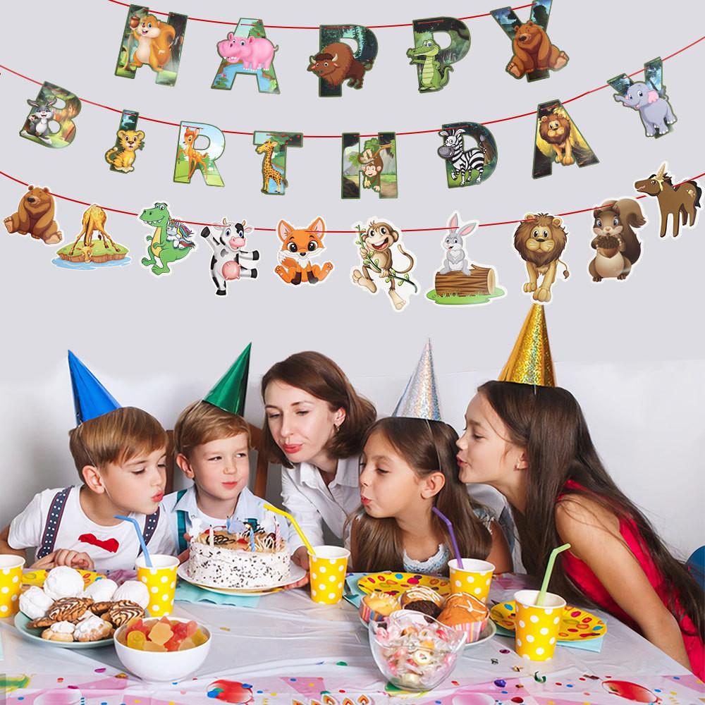 Vibrant Animal Print Birthday Party Banner For Kids Celebrations And Decorations
