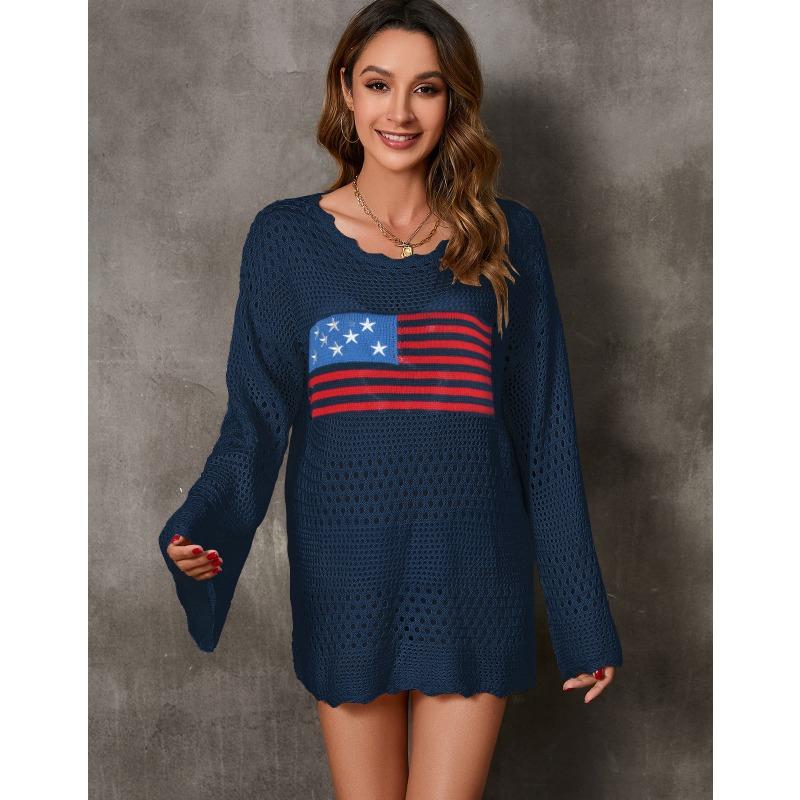 Women's Autumn and Winter Crew Neck Casual Printed Sweater