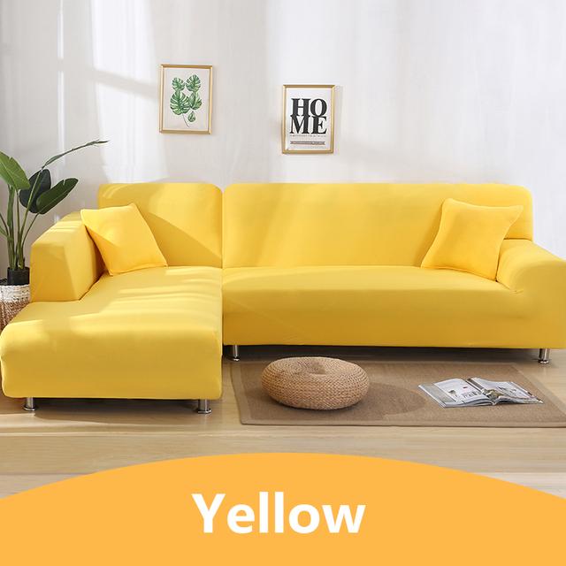 Elastische Effen Kleur Bankhoes Voor Woonkamer Allesomvattende Spandex Bankhoes Modulaire Meubels Beschermhoes 1 2 3 4 Zits voor Thuis 1pc 2-Seat 145-185cm geel