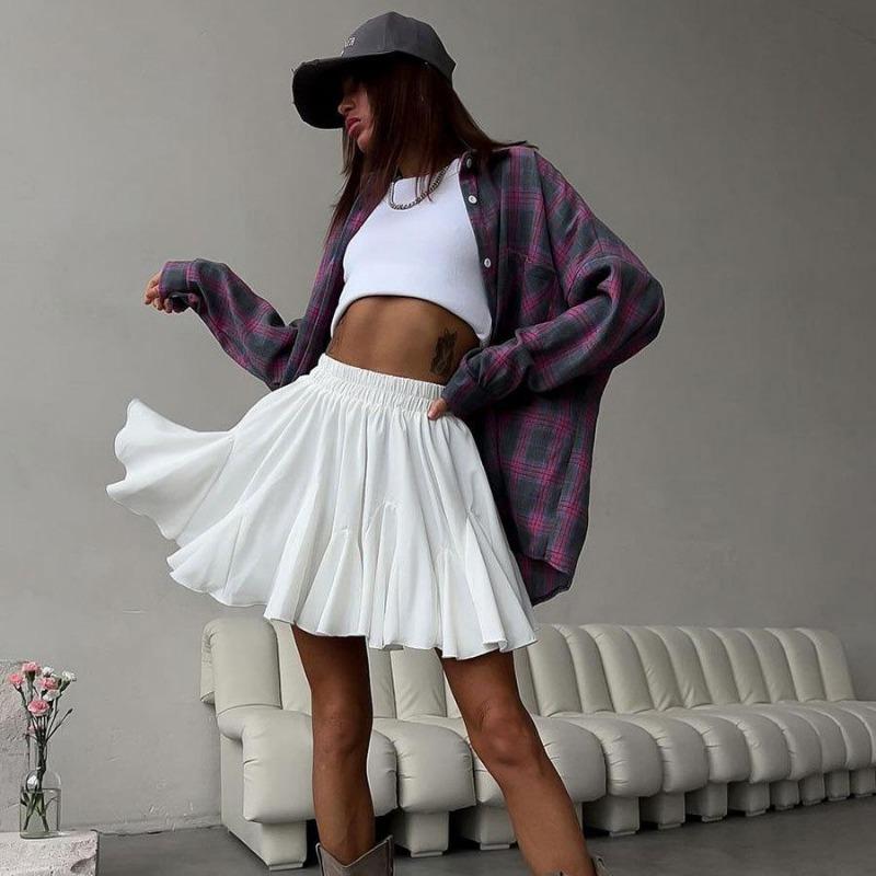 

Женские длинные однотонные юбки мини-длины с высокой талией