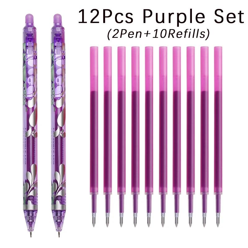 Large Capacity Ink Erasable Pen 6-color Push Gel Pen Set 0.5mm Transparent Colors Pen Office Writing Supplies Kawaii Stationery