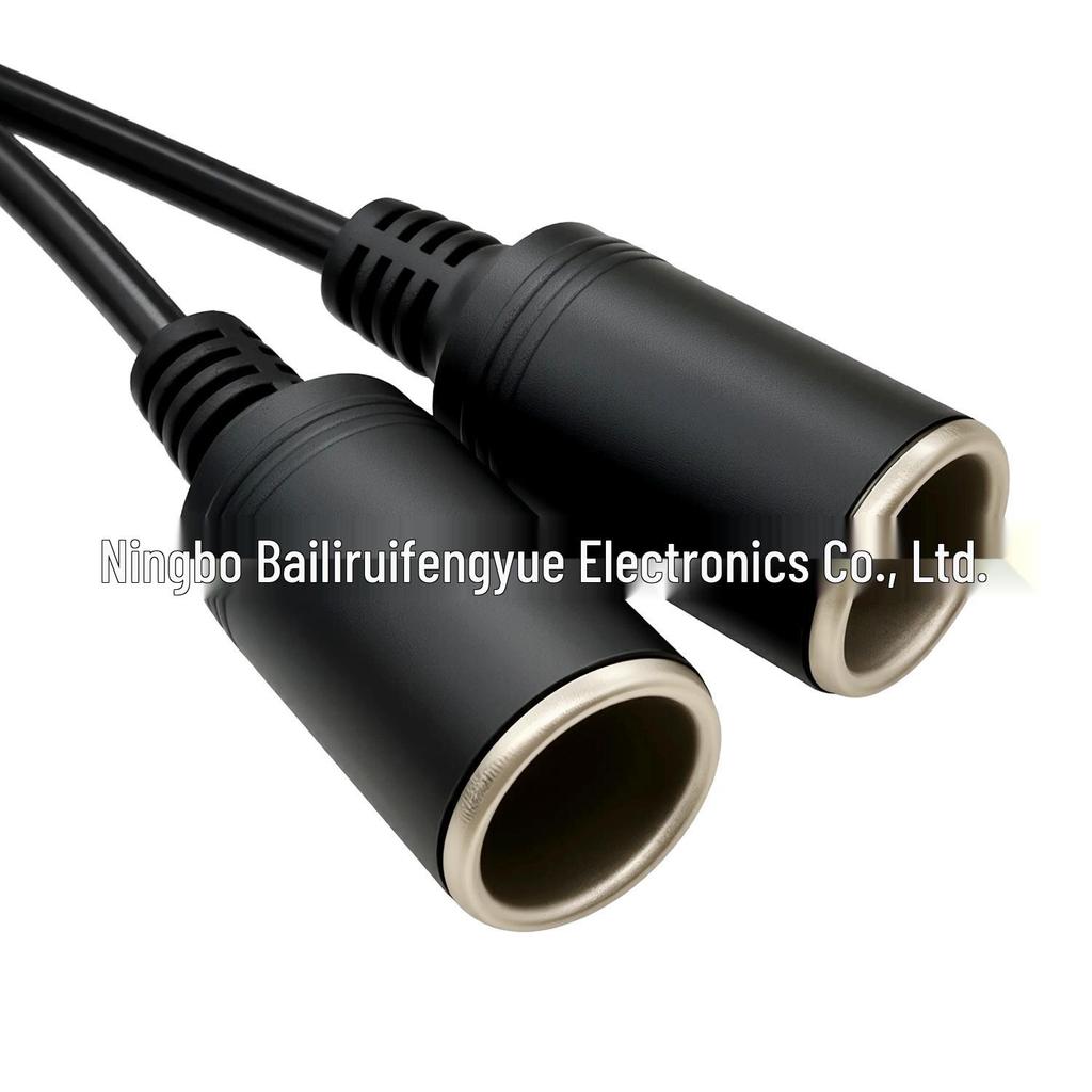 Elbow Plug-In 1-to-2 Cigarette Lighter Socket with Switch, 2*1.5mm to 2*1.0mm Charging Power Cord