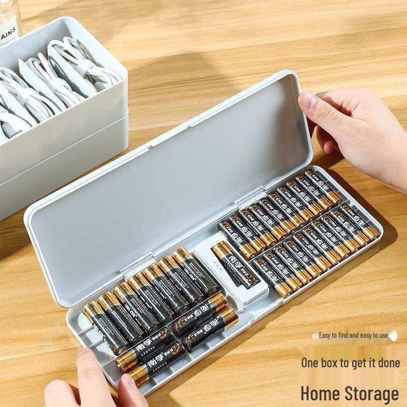 Battery Organizer and Data Cable Transparent Storage Box - Large Capacity, Multi-Layer, Dustproof, Size 5-7 for Electrical Appliances