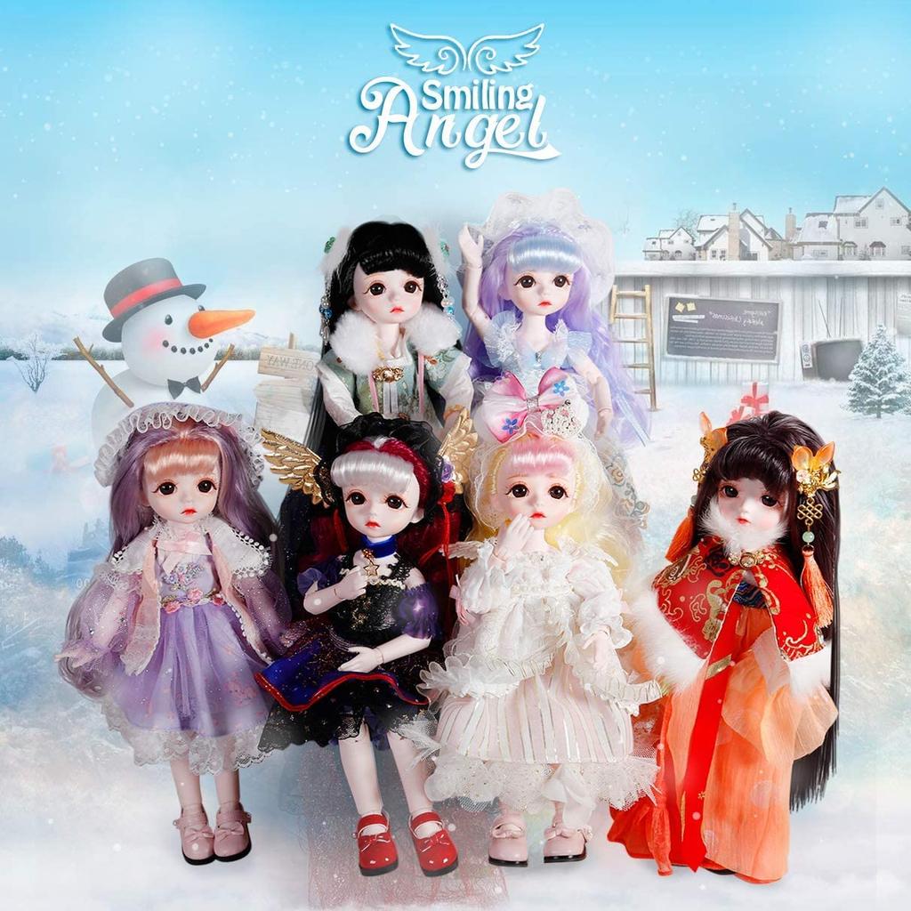 ICY Fortune Days 1/6 28cm BJD Doll, 28 Spherical Jointed Doll with Full Set of Clothes and Shoes, Best Gift for Girls 6+ (White Angel)