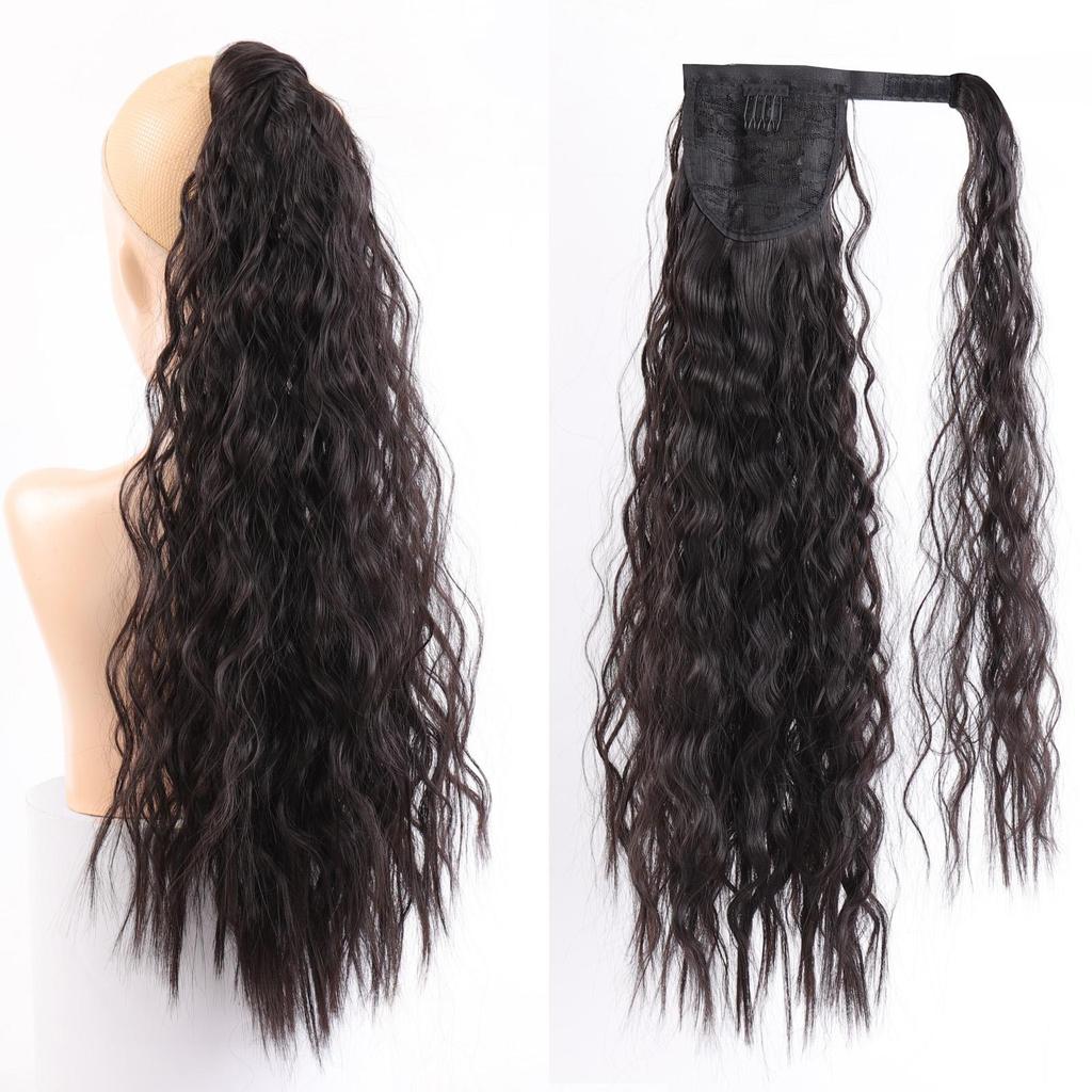 Long Curly Synthetic Velcro Ponytail Clip In Hair Tail False Hair Ponytail Hairpiece with Hairpins Hair Extension KTB