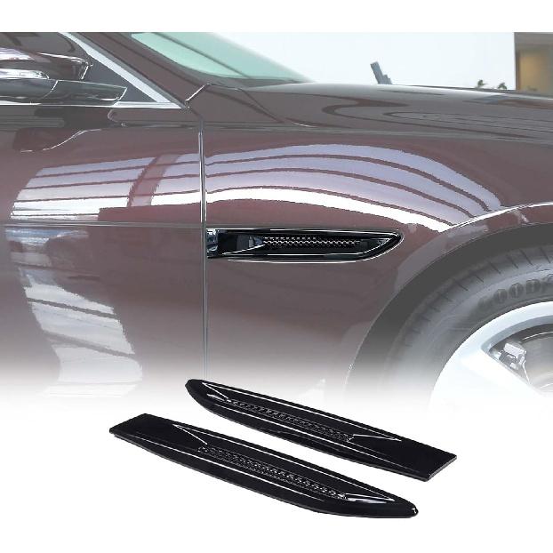 Daeiclru Side Fender Air Vent Outlet Cover Trim Fit for Jaguar XF XFL F-Pace X761 2016-2020/ Jaguar XE XEL 2015-2021, ABS Side Vent Trim Exterior Glossy Black