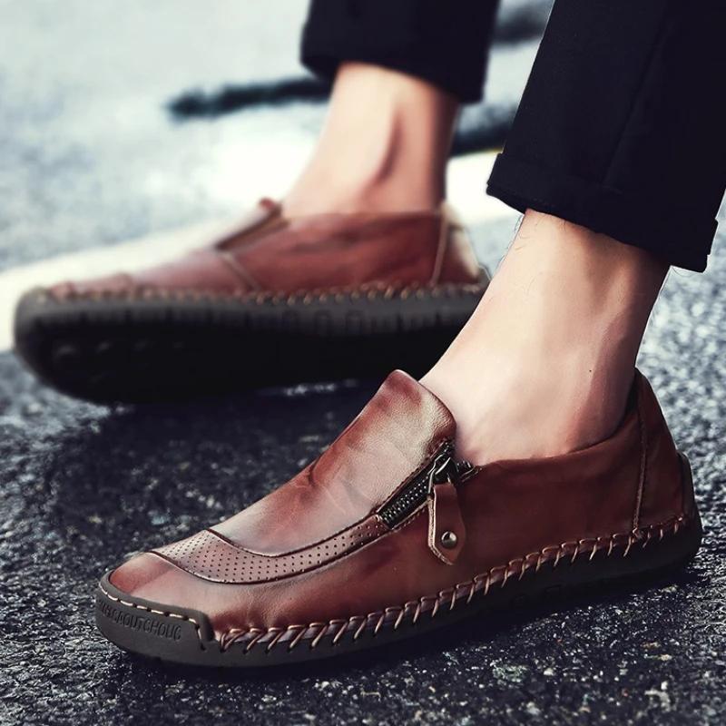 Męskie Buty Ręcznie Robione Skórzane Mokasyny Wysokiej Jakości Męskie Trampki Modne Wygodne Buty z Miękką Podeszwą Gorąca Wyprzedaż Męskie Buty do Jazdy Nowe
