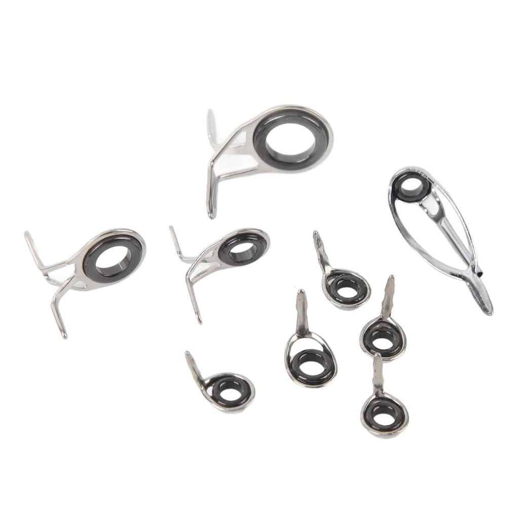 9 PCS Fishing Rod Tips Repair Kit Universal Ceramic Ring Fishing Pole Guides Eyelets Repair Kit for Fishing