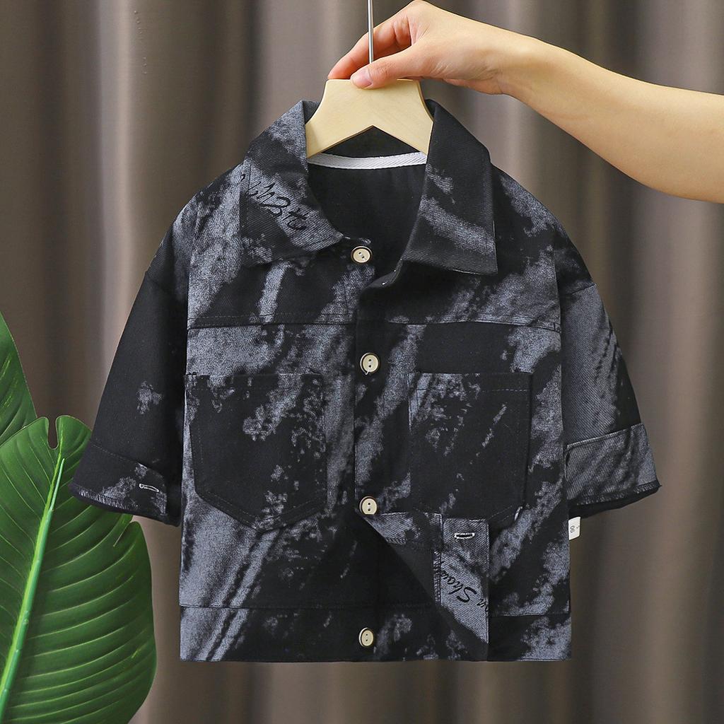Children's Cotton Denim Jacket Fall Long Sleeve Shirt Jacket for Boys and Girls