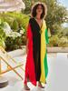 Beach Dresses Red Black Yellow Green Block Color Kaftans for Women Waved Summer Holiday Bathing Suits Dropshipping