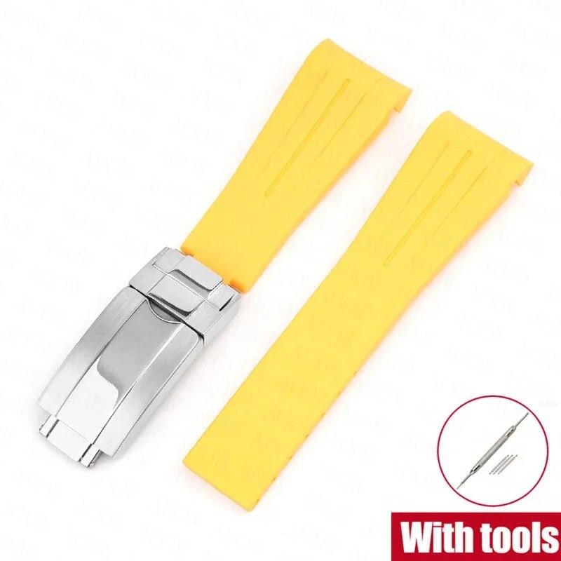 Rubber Watch Band Fit for Omega X Swatch Moonswatch 20mm Stainless Steel Folding Buckle Men Women Curved Replace Strap for Rolex