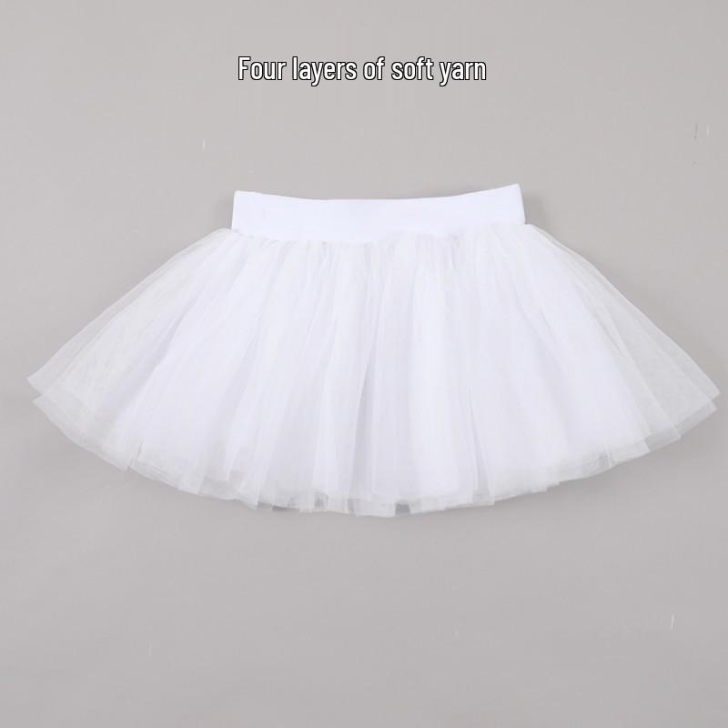 Gonna Tutu da Ballerina a Quattro Strati Bianco Morbido per Esibizioni