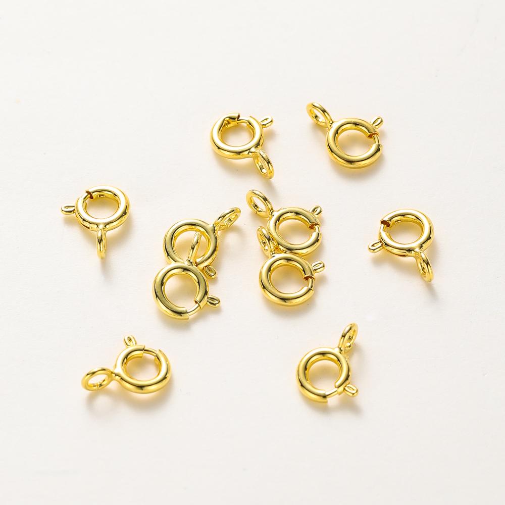

10pcs/ 14K 18K Gold Round Spring Clasp With Jump Ring Open Connect Clasp For DIY Jewelry Necklace Chain Making Accessories 5 x 1.8mm