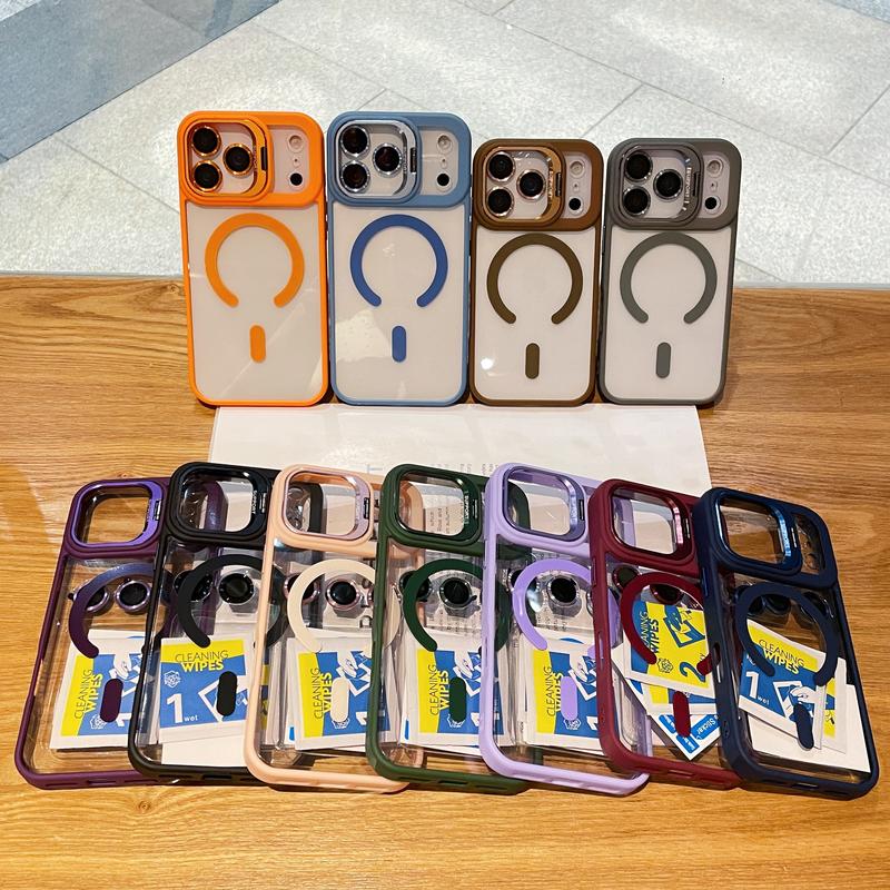 Compatible with iPhone 17 Pro Max Phone Case Magnetic with Camera Lens Protector Built-in Metal Camera Ring Stand Compatible with MagSafe Shockproof