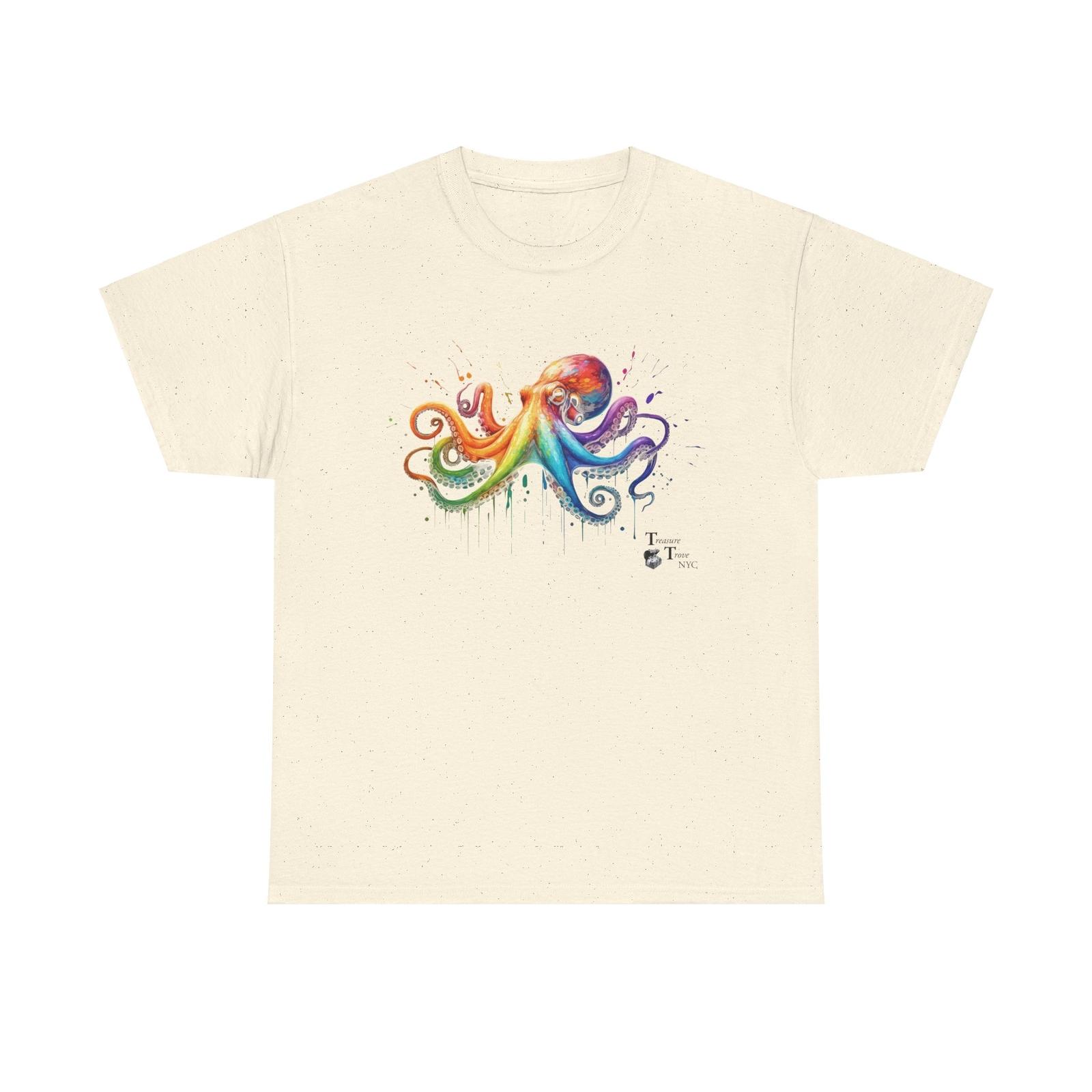 Psychedelic Vibrant Rainbow Octopus for White T-shirt Design S разноцветный