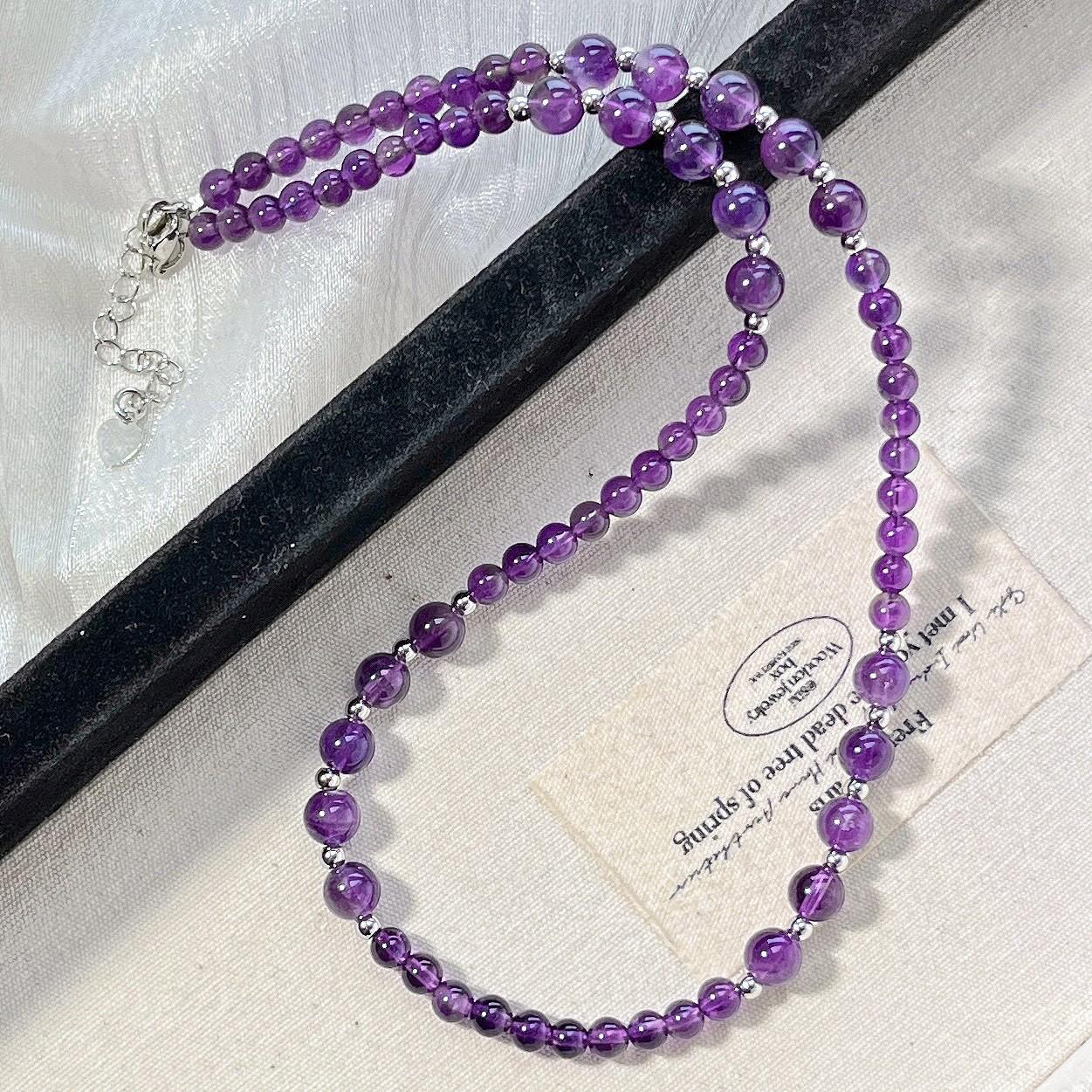 Natural Amethyst Design Clavicle Chain Necklace